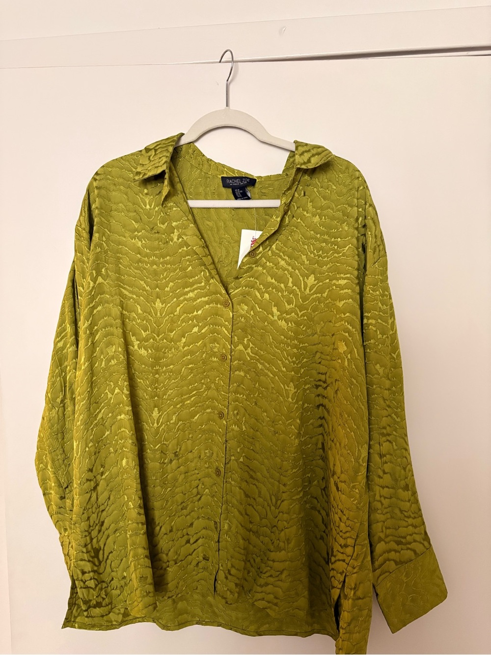 Rachel Zoe Olive Green Textured Silk Blouse - Picture 9 of 9